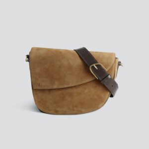 Sand Suede Saddle Shoulder Bag