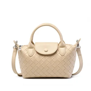 Woven Beige Top Handle Handbag