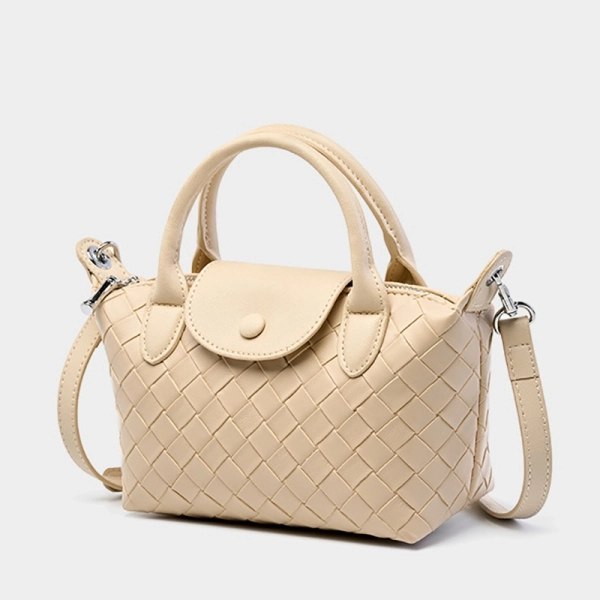 Woven Beige Top Handle Handbag - Image 5