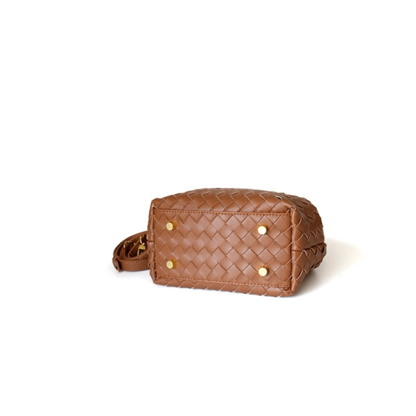 Chocolate Brown Woven Boston Handbag - Image 2