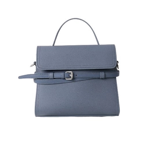 Slate Blue Belt Accent Handbag