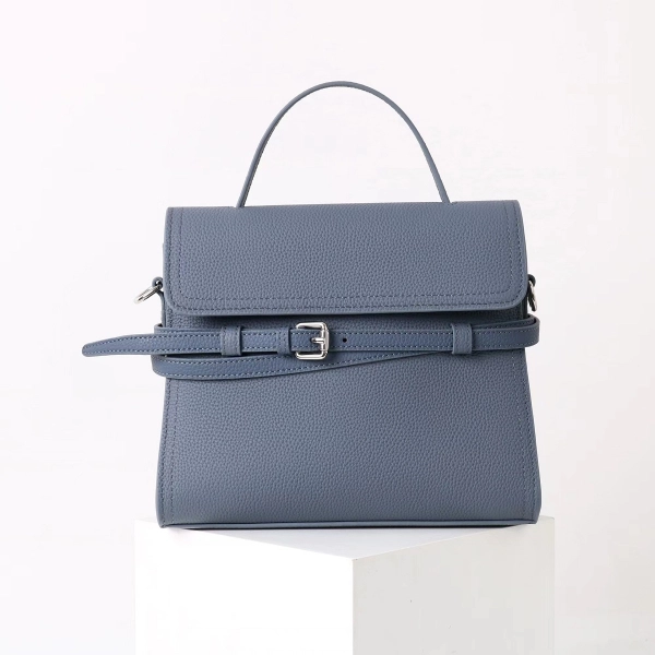Slate Blue Belt Accent Handbag - Image 2