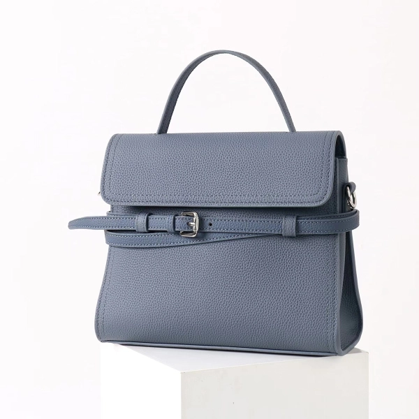 Slate Blue Belt Accent Handbag - Image 3