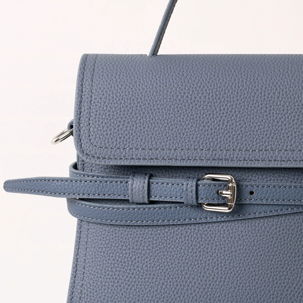 Slate Blue Belt Accent Handbag - Image 4