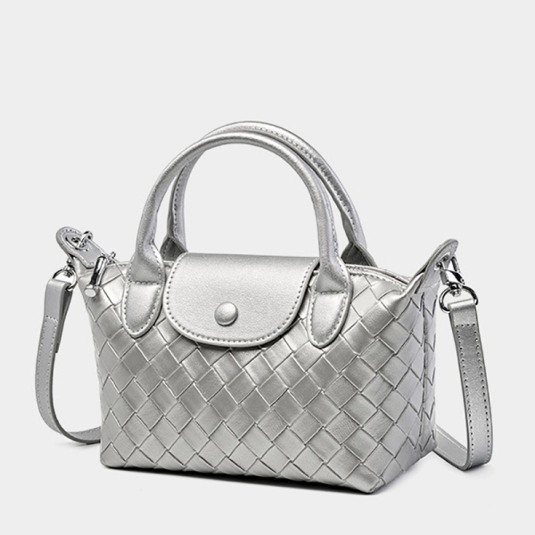 Silver Woven Top Handle Handbag - Image 2