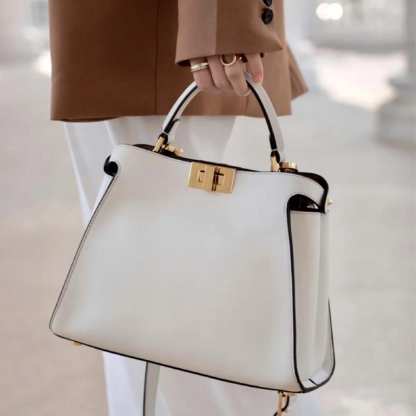 White Top Handle Satchel Bag - Image 4