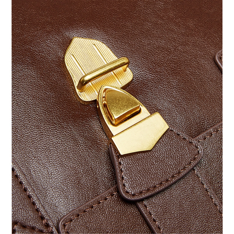 Brown Lock Closure Satchel Bag - Image 2